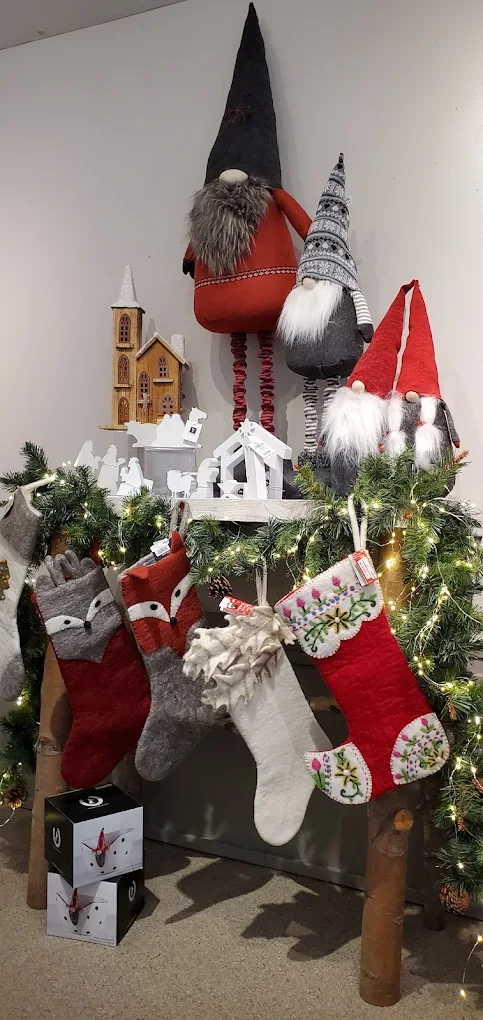 Holiday items on display at Gladje gallery.